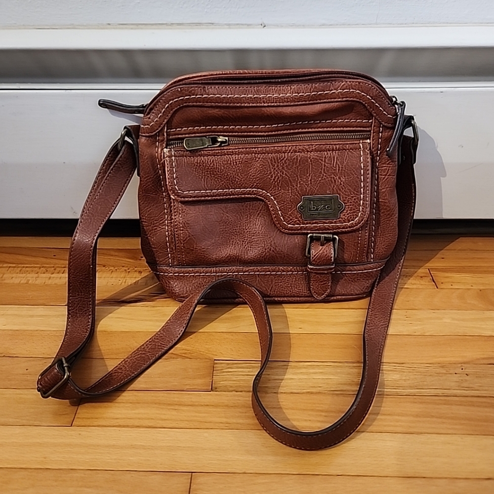 BOC Crossbody Purse Shoulder Bag Brown Vegan Leather Born of Concept B.O.C.